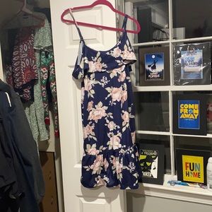 floral printing spaghetti strap sundress casual ruffle sleeve cold shoulder